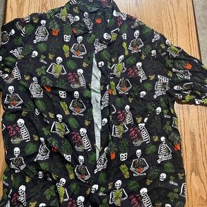 Skeleton short sleeve button up